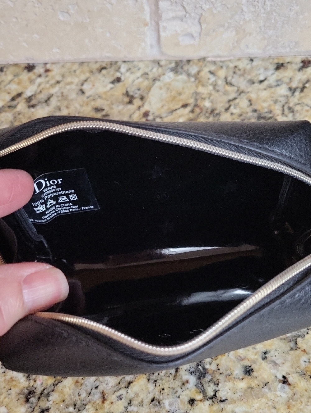 Dior Black Embossed Small Cosmetic Pouch - Picture 5 of 10